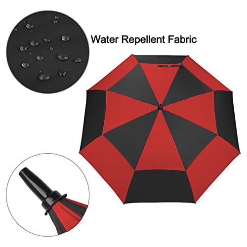 G4Free 47/54/62/68/72 Inch Golf Umbrella Windproof Auto Open Large Umbrella - color: Black/Red, size: 62 inch