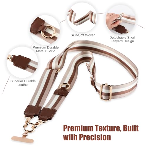 Clip and Go Strap For Phone with Leather Wallet Crossbody - color: Coffee Brown