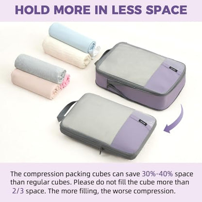 BAGAIL Lightweight Compression Packing Cubes for Travel, 6 Set,Dusty Purple - color: Dusty Purple