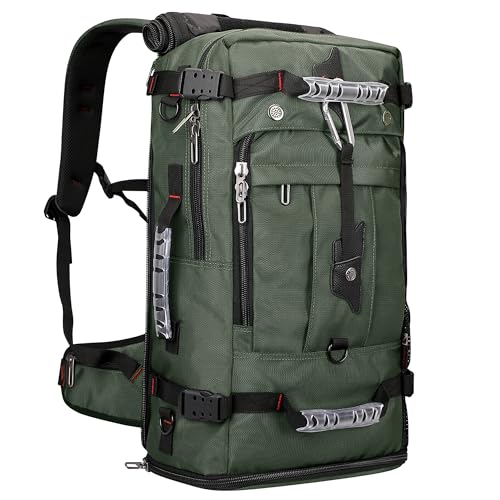WITZMAN Travel Backpack for Men Duffle Luggage Bag with USB Charging Port - color: Army Green