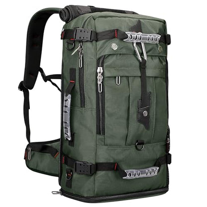 WITZMAN Travel Backpack for Men Duffle Luggage Bag with USB Charging Port - color: Army Green