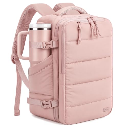 mibasies Travel Backpack for Women 40L，Carry On Bag Flight Approved - color: Pink, size: X-Large