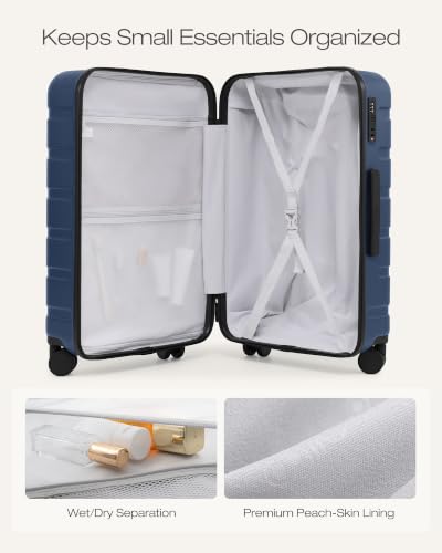 Coolife Luggage Set, 3 Piece Lightweight Durable Hardshell, Navy Blue - color: Navy Blue