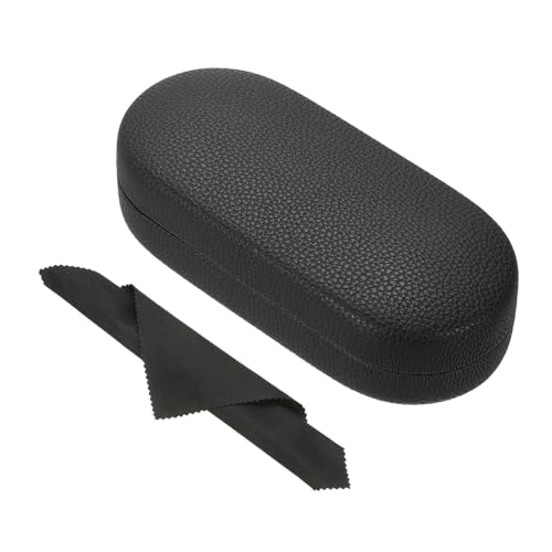 PATIKIL Hard Shell Eyeglasses Case, PU Leather Large Glasses Case Litchi Grain Protective Sunglasses Organizer for Women Men - color: Black