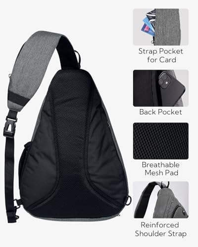 WATERFLY Large Sling Bag Crossbody Backpack Chest Pack for Men Women - color: Grey