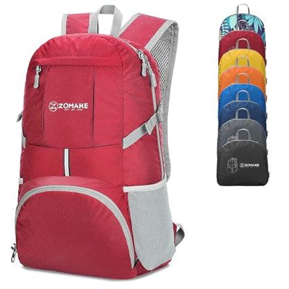 ZOMAKE Lightweight Packable Backpack 35L, Water Resistant Foldable Day Pack - color: C-bright Red