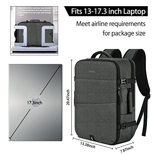 Lubardy Travel Backpack for Men Women 40L Flight Approved Carry on Backpack - color: Grey(backpack With 3 Packing Cubes)