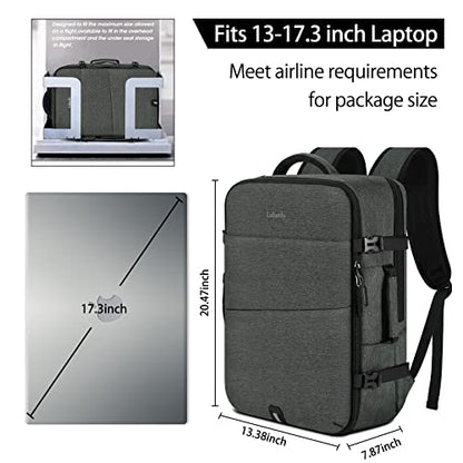 Lubardy Travel Backpack for Men Women 40L Flight Approved Carry on Backpack - color: Grey(backpack With 3 Packing Cubes)