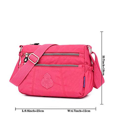 MINTEGRA Shoulder Bag for Women Waterproof Crossbody Purses Lightweight Nylon Work Travel Purse Messenger Bag - color: Black