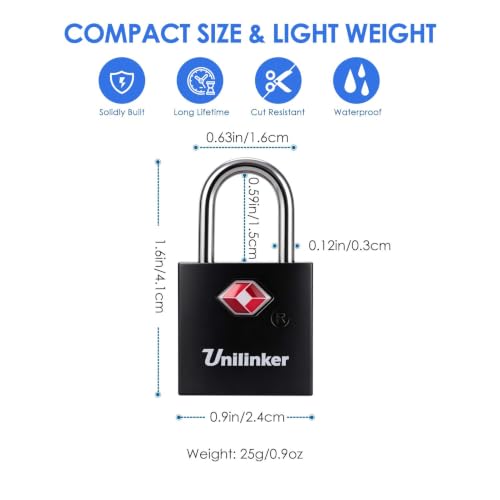 4 Pack TSA Approved Luggage Locks with Keys Alike, Travel Metal Padlock - size: 4-Black