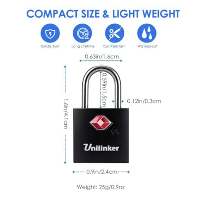 4 Pack TSA Approved Luggage Locks with Keys Alike, Travel Metal Padlock - size: 4-Black