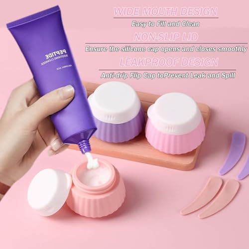 4 Pack Silicone Travel Cream Containers, Refillable Toiletry Jars - style: A