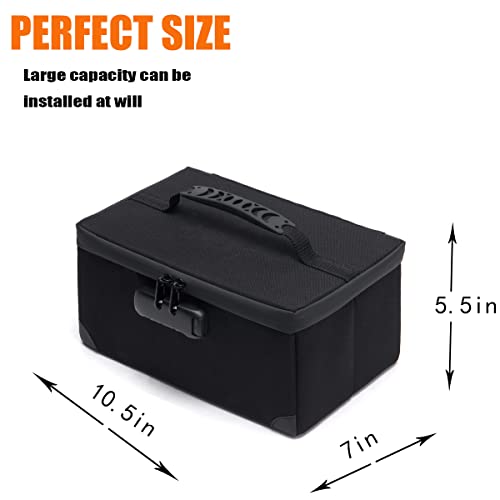 KaAutoler Portable Cosmetic Bag with Lock, Large Capacity Travel Makeup Case Organizer, Waterproof Makeup Bags for Girls Traveling With Handle and Divider Makeup Bag…(Black) - color: Black