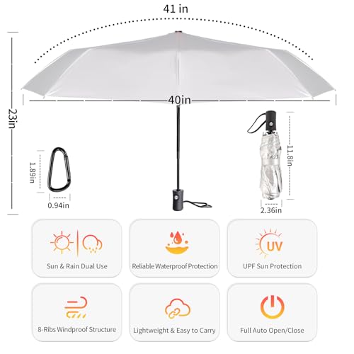 UPF 50+ UV Umbrellas for Sun Protection 41 Inch,Large Automatic Umbrellas for Rain Windproof, Compact Folding UV Blocking for Beach, Golf, Hiking & Daily Use - color: Silver/Black&Blue