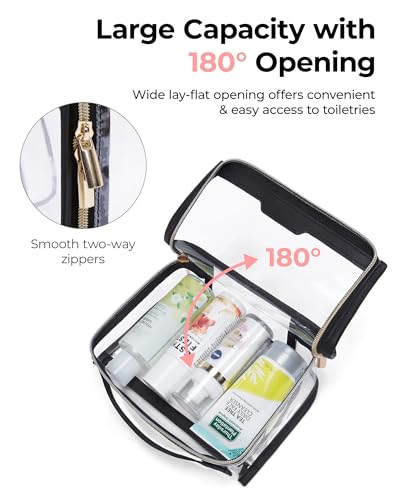 BAGSMART Clear Toiletry Bag for Travel, TSA Approved, 1-Pack, Black - color: Black, size: Pack of 1