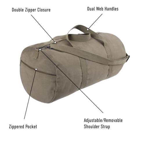 Rothco Heavy-Duty Canvas Shoulder Duffle Bag - Rugged Travel Gym Gear Equipment Bag - color: Navy Blue, size: 17 Inches
