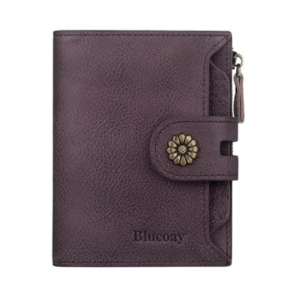 Womens Wallet Leather RFID Blocking Small Card Holder Wallet Purple - color: c4-purple