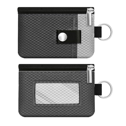 Minimalist RFID Blocking Small Wallet with ID Window,WaterResistant Zip Id Case Wallet with Lanyard Keychain for Cards,Cash,Travel,Women,Men (DardGray/LightGray) - color: DardGray/LightGray