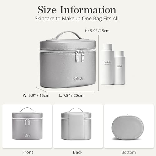 BOYATU Makeup Bag Vanity Case: Vegan Leather Cosmetic Bag for Women - color: 04 Grey