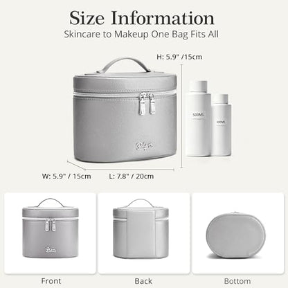 BOYATU Makeup Bag Vanity Case: Vegan Leather Cosmetic Bag for Women - color: 04 Grey