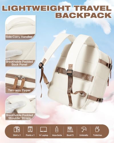 suradar Travel Backpack for Women Men Carry on Backpack - color: A1-beige Brown