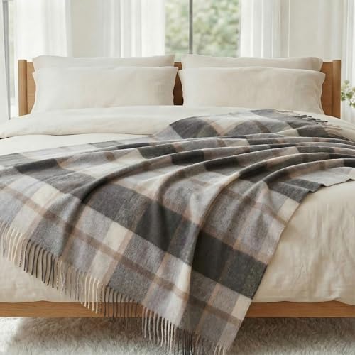 Soft Pure Wool Throw Blanket, Lightweight Warmth, 55"x83" - color: Wood Gray, size: Standard (1.5 lbs)