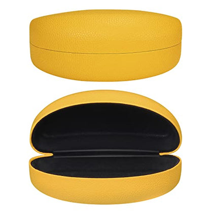molshine Hard Shell Sunglasses Case,Classic Large Glasses Case for Sunglass,Eyeglasses with Cleaning Cloth,Pouch - color: Lemon Yellow
