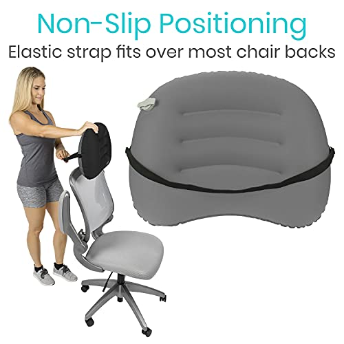 Vive Inflatable Lumbar Pillow - Cushion for Airplane Seat Travel Support