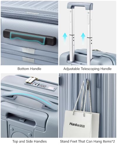 Hanke Top Opening 20" Carry On Luggage Expandable Hard Shell Grey - color: Grey, size: 20 Inch EXT