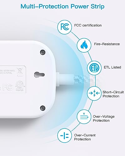 Cruise Essentials 2026,One Beat Travel Power Strip with USB C,Flat Plug 3ft - color: White, size: 3Ft