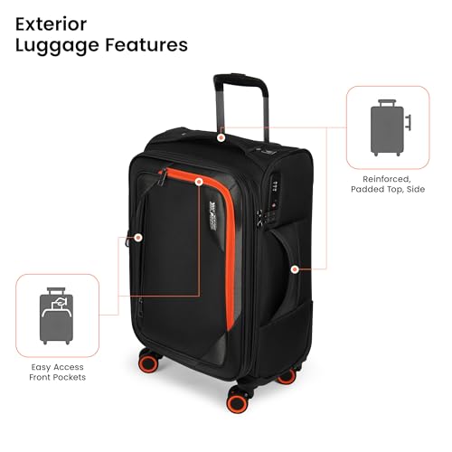 3-Piece Softside Expandable Luggage Set w/Front Open Pocket - color: Black, size: 3-Piece Set (22"/28"/32'')
