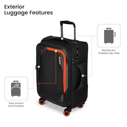 3-Piece Softside Expandable Luggage Set w/Front Open Pocket - color: Black, size: 3-Piece Set (22"/28"/32'')