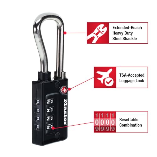 Master Lock TSA Approved Combination Luggage Lock Black 4-Pack 4696EC4 - size: 4 Pack