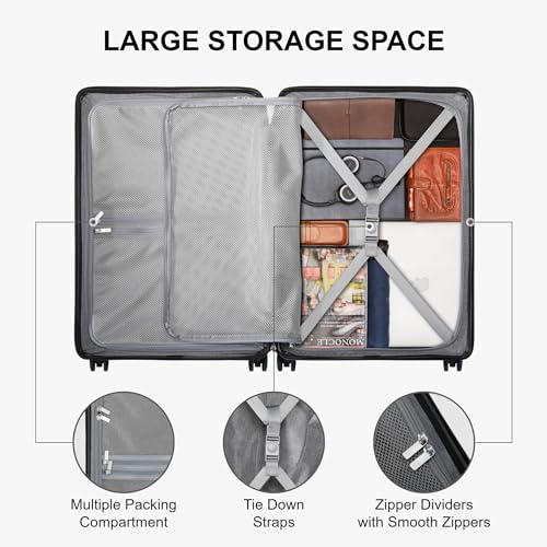 LEVEL8 Checked Luggage, 24 Inch Hardside Suitcase with Spinner Wheels - color: Navy Blue, size: 24 Inch