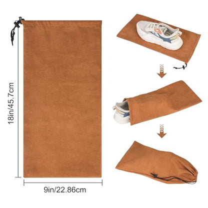 8 Pcs Single Shoe Bags for Travel with Drawstring,18"X9",Brown - color: Brown