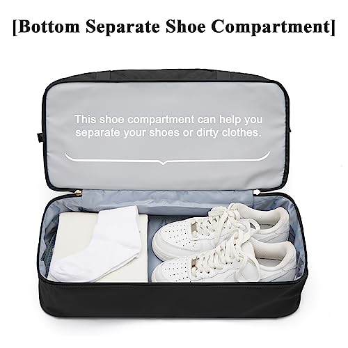 Large Travel Duffle Bag Carry on Weekend Bag with Shoes Compartment Gym Bags for Travel Women Men Waterproof Business Work Overnight Trips Sport Hospital Airplane Travel Essentials Black - color: A17-Black