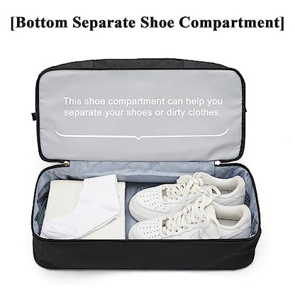 Large Travel Duffle Bag Carry on Weekend Bag with Shoes Compartment Gym Bags for Travel Women Men Waterproof Business Work Overnight Trips Sport Hospital Airplane Travel Essentials Black - color: A17-Black