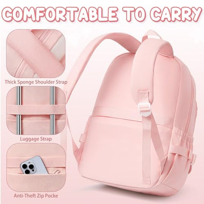 Fimibuke Kids Backpacks for Girls, 4 PCS Cute Bookbag Set for School Beige - color: Beige