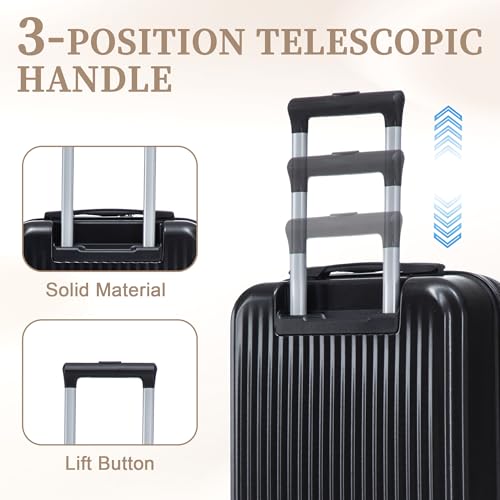 Merax Carry On Luggage,20 IN Top Open Suitcase with 14 Inch Cosmetic Case - color: Black, style: Modern