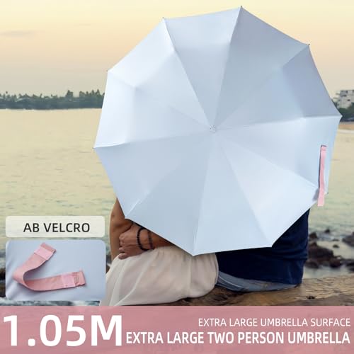 Folding Umbrella Anti-UV Compact Durable Folding Umbrella Auto Open Close Windproof Travel Umbrella Premium Grip Fits Backpack - color: Sky Blue