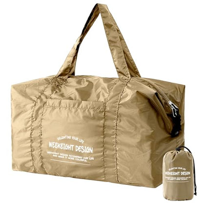 Veki Large Duffle Bag for Travel, Lightweight Carry On Bags, Khaki, L - color: Khaki, size: L