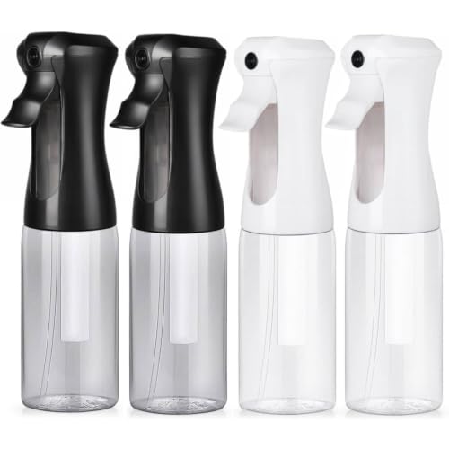 VIGOR PATH 200ml Continuous Mist Spray Bottle for Hair and Skin Care 4 Pack - color: Black & White - 4 Pack
