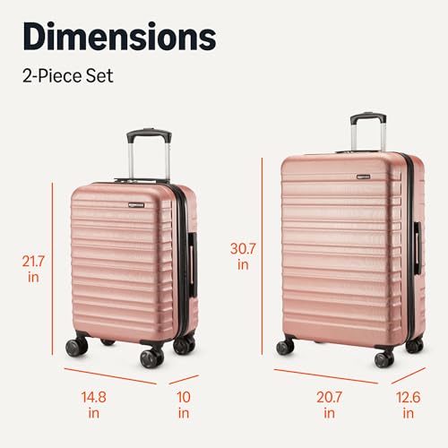 Amazon Basics 2-Piece Hardshell Suitcases Set (21", 30"), Expandable Travel Luggage with Scratch-Resistant Surface, Four Multi-directional Wheels, Telescopic Handle, Rose Gold - color: Rose Gold, size: 2-Piece Set