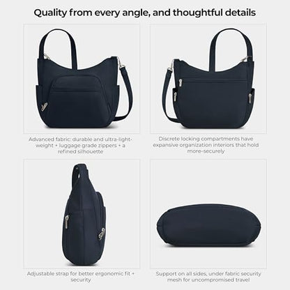 Travelon Anti-theft Classic Crossbody Bucket Bag - color: Midnight