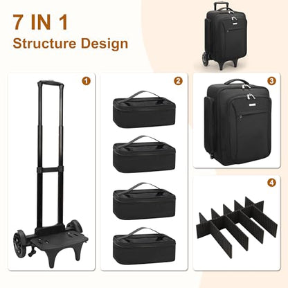 Relavel Rolling Makeup Case with 4 small bags for Makeup Artist - color: 1-Black