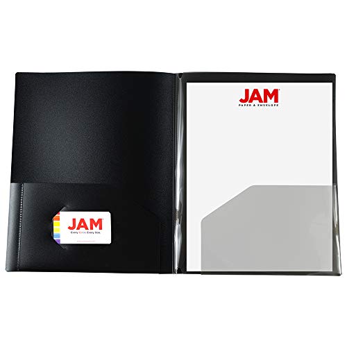 JAM PAPER Heavy Duty Plastic Multi Pocket Folders - 4 Pocket Organizer - Black - 2/Pack - color: Black, size: 4 Pocket (Pack of 2)