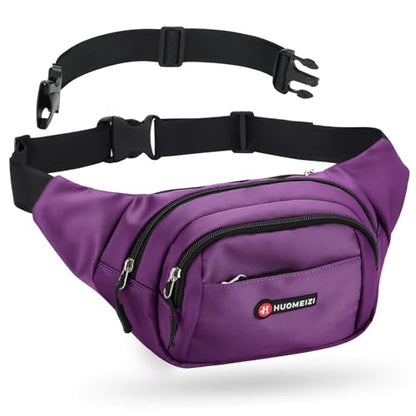 Fanny Pack Men Women Plus Size with Extender Strap 70" Waist Bag - color: Purple