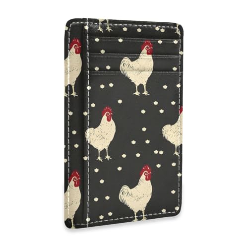 Bolaz Chicken Dot Mini Front Pocket Wallet Credit Card Holder Slim RFID Blocking Sleeves for Men Women Credit Card Protector - color: Chicken Dot