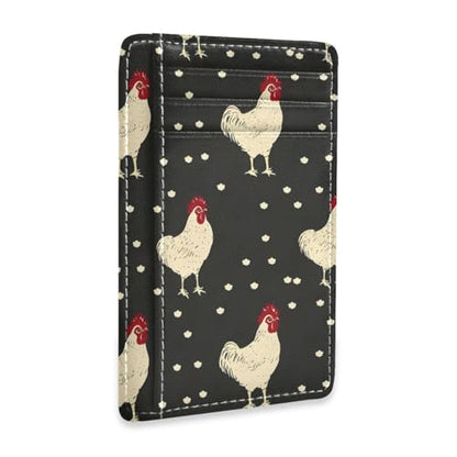 Bolaz Chicken Dot Mini Front Pocket Wallet Credit Card Holder Slim RFID Blocking Sleeves for Men Women Credit Card Protector - color: Chicken Dot