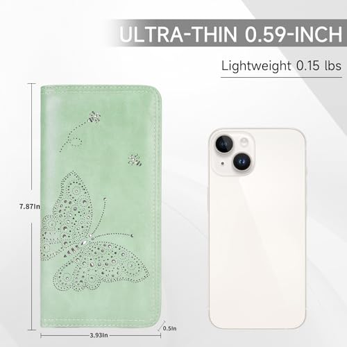 KITEVIUN RFID Wallet Women Ultra Slim Thin Womens Wallet Compact Clutch Long Ladies Wallet for Women Peppermint-Mambo-Green - color: 08-Peppermint-Mambo-Green